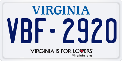 VA license plate VBF2920