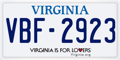 VA license plate VBF2923