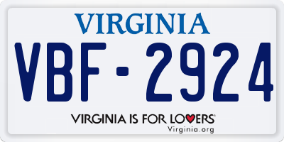 VA license plate VBF2924