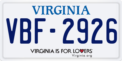 VA license plate VBF2926