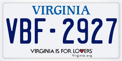 VA license plate VBF2927