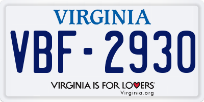 VA license plate VBF2930