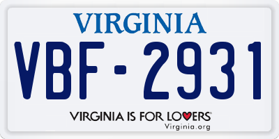 VA license plate VBF2931