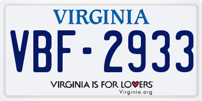 VA license plate VBF2933