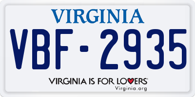 VA license plate VBF2935