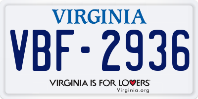 VA license plate VBF2936
