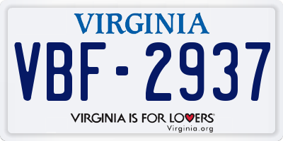 VA license plate VBF2937