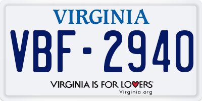 VA license plate VBF2940