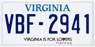 VA license plate VBF2941