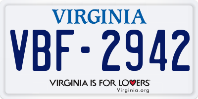 VA license plate VBF2942