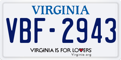 VA license plate VBF2943