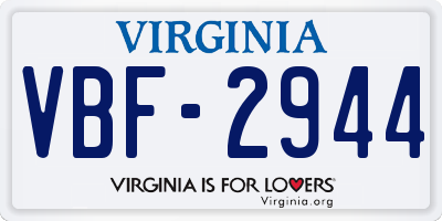 VA license plate VBF2944