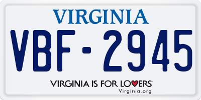 VA license plate VBF2945