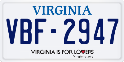 VA license plate VBF2947