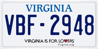 VA license plate VBF2948