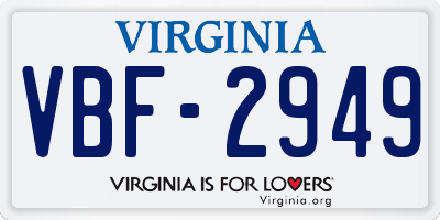 VA license plate VBF2949
