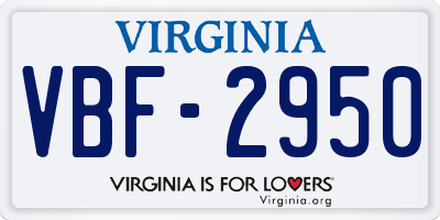 VA license plate VBF2950