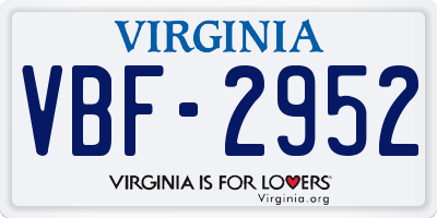 VA license plate VBF2952