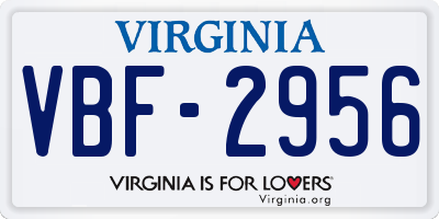 VA license plate VBF2956