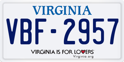 VA license plate VBF2957