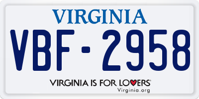 VA license plate VBF2958
