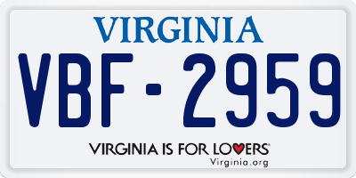 VA license plate VBF2959