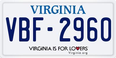 VA license plate VBF2960