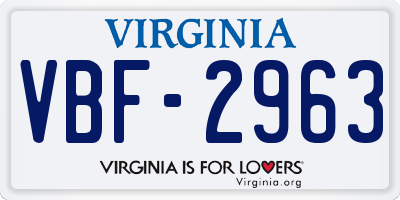 VA license plate VBF2963