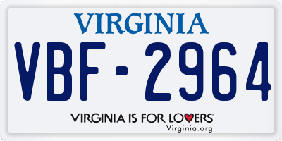 VA license plate VBF2964