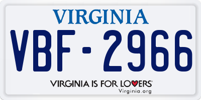 VA license plate VBF2966