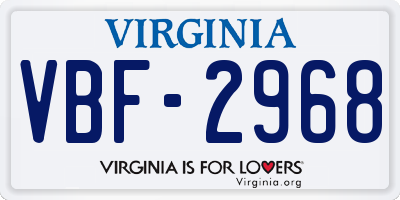 VA license plate VBF2968