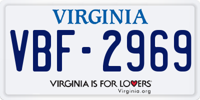 VA license plate VBF2969