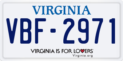 VA license plate VBF2971