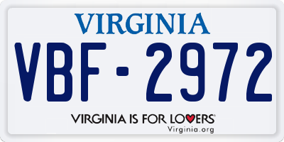 VA license plate VBF2972