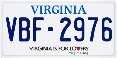 VA license plate VBF2976