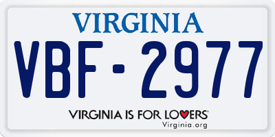 VA license plate VBF2977