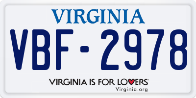VA license plate VBF2978
