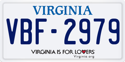 VA license plate VBF2979