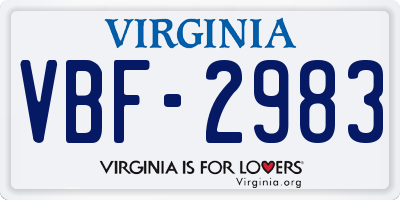 VA license plate VBF2983