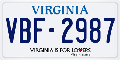VA license plate VBF2987
