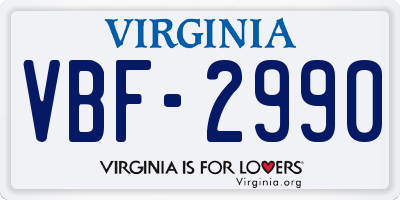 VA license plate VBF2990