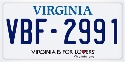 VA license plate VBF2991