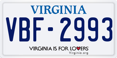 VA license plate VBF2993