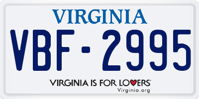 VA license plate VBF2995