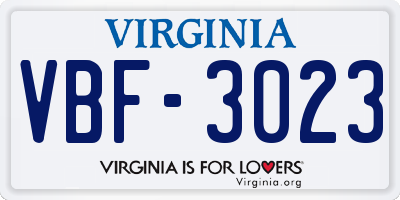 VA license plate VBF3023