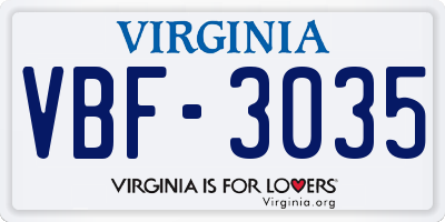 VA license plate VBF3035