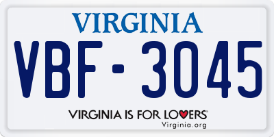 VA license plate VBF3045