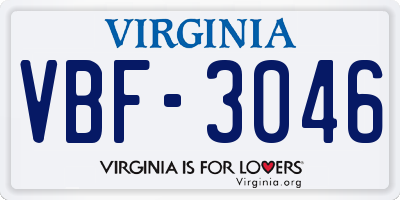 VA license plate VBF3046
