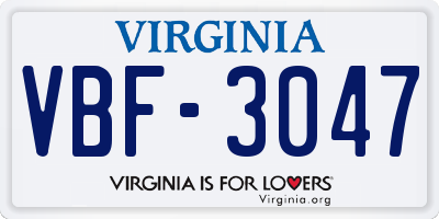 VA license plate VBF3047