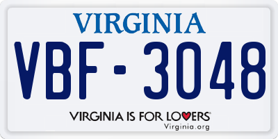 VA license plate VBF3048